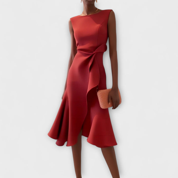 Eleanor | Draperad Asymmetrisk Midiklänning För Dam