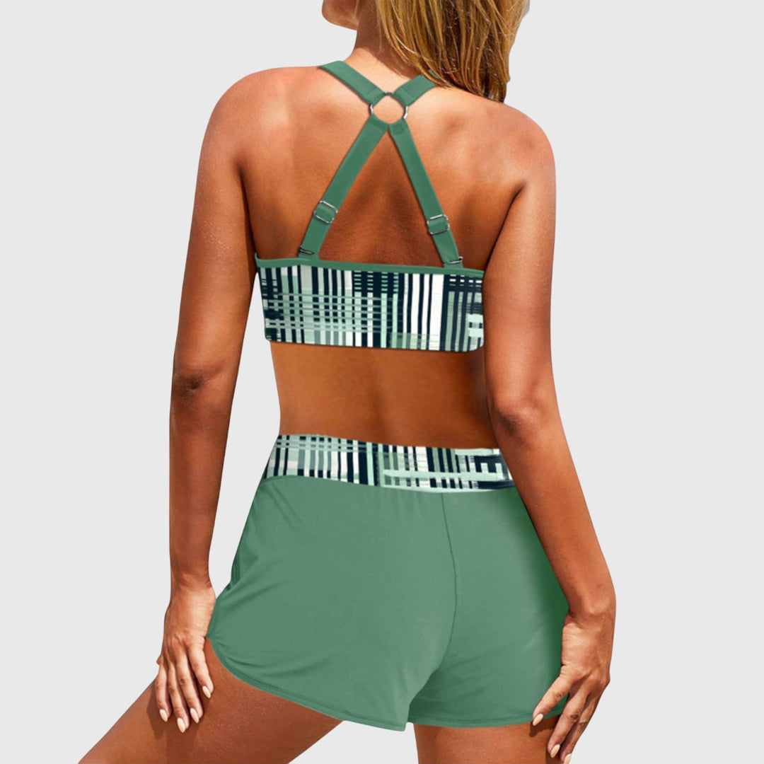 Chloe | Damens Ribbad Högmidjad Bikini Baddräkt