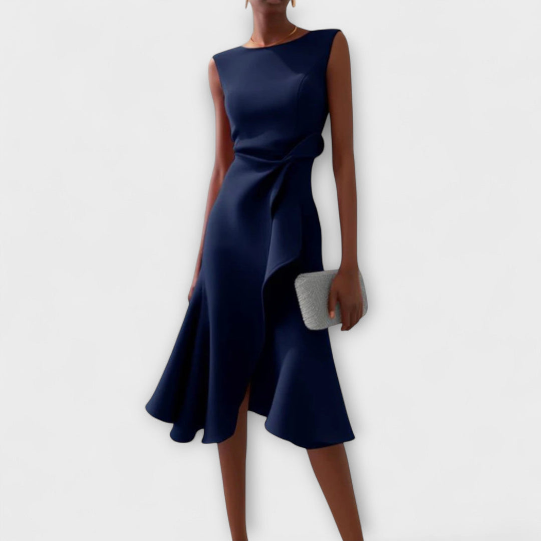 Eleanor | Draperad Asymmetrisk Midiklänning För Dam