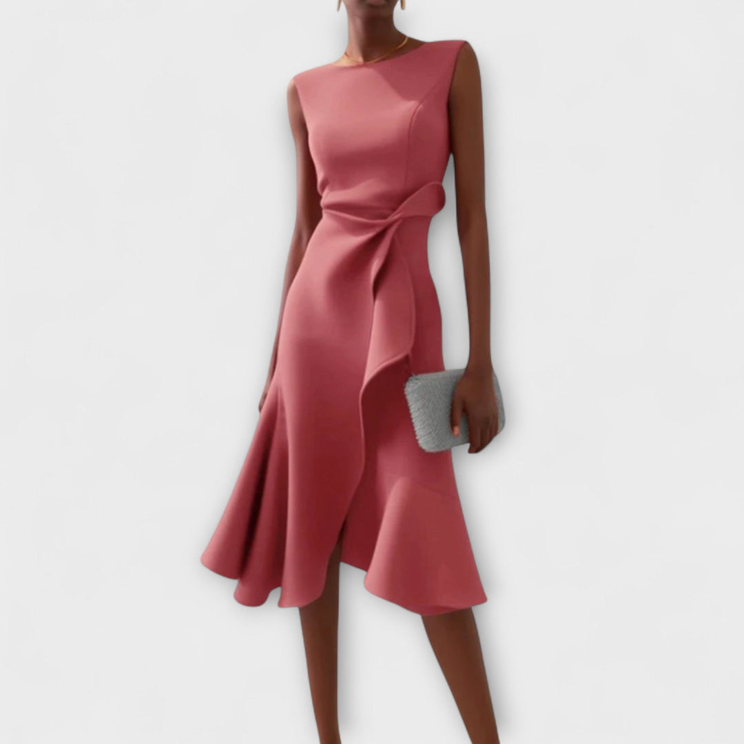 Eleanor | Draperad Asymmetrisk Midiklänning För Dam