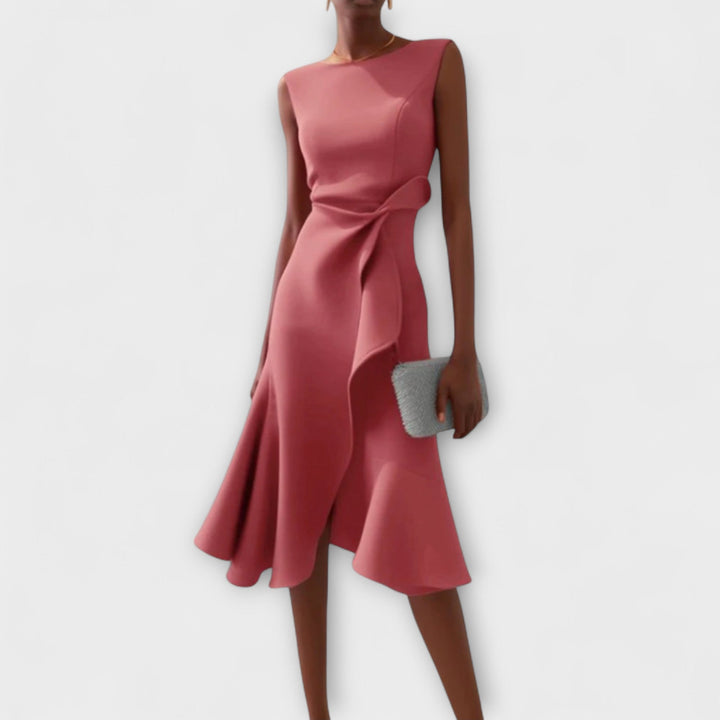 Eleanor | Draperad Asymmetrisk Midiklänning För Dam