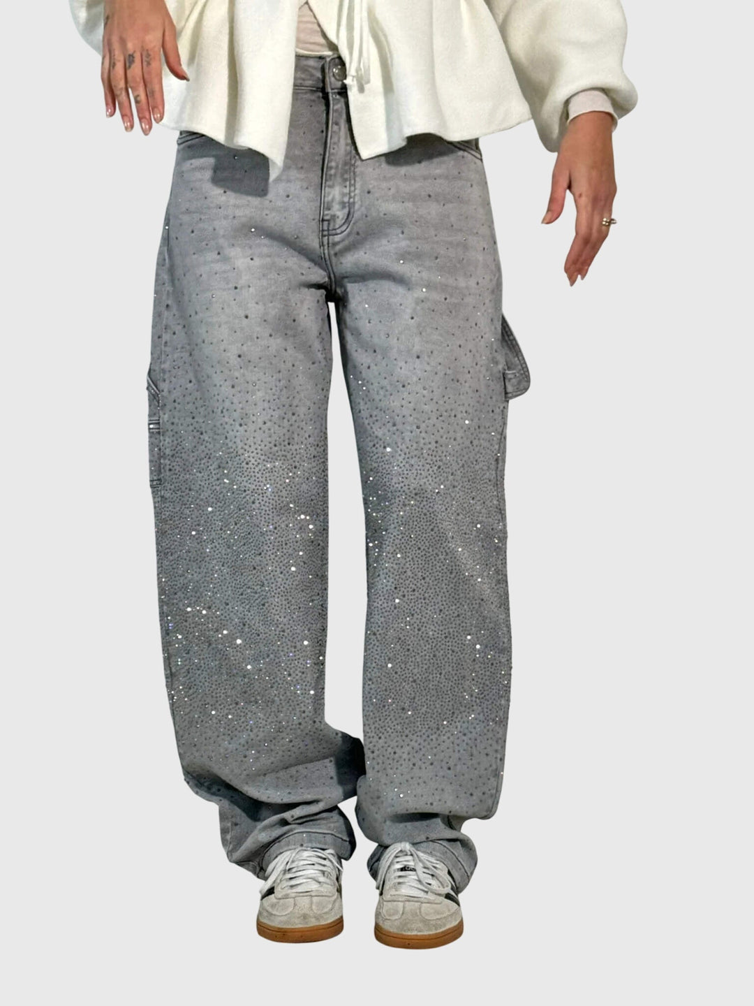Kimberly | Kvinnors Glittrande Diamant Denimbyxor