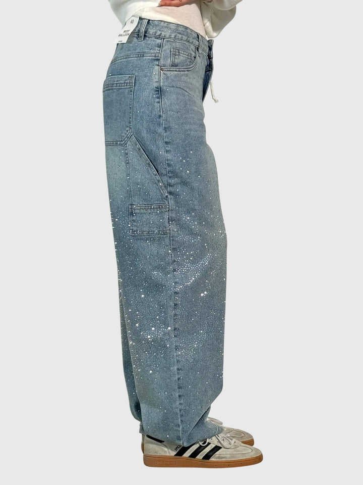Kimberly | Kvinnors Glittrande Diamant Denimbyxor