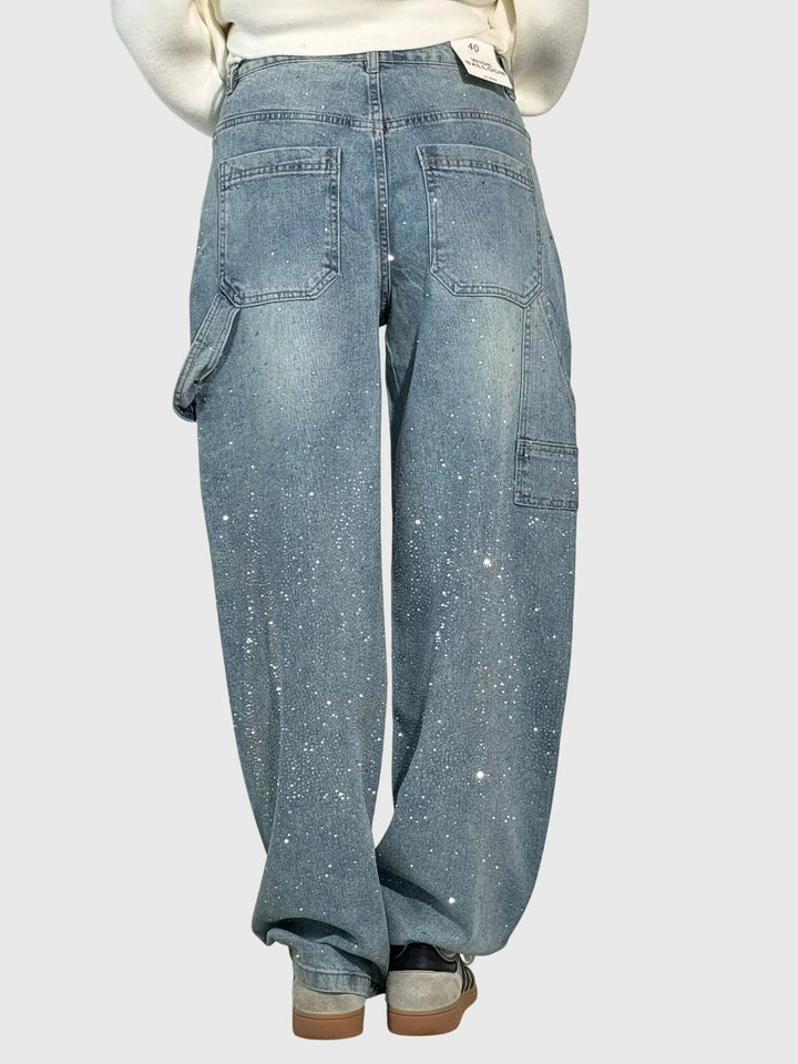 Kimberly | Kvinnors Glittrande Diamant Denimbyxor