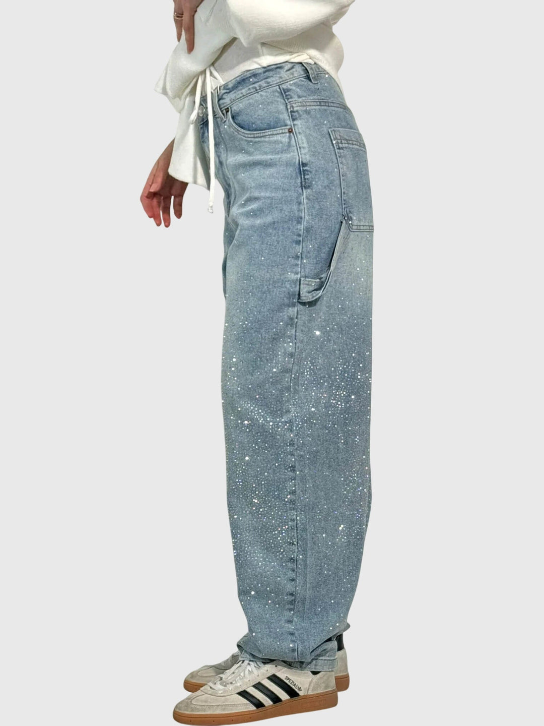Kimberly | Kvinnors Glittrande Diamant Denimbyxor