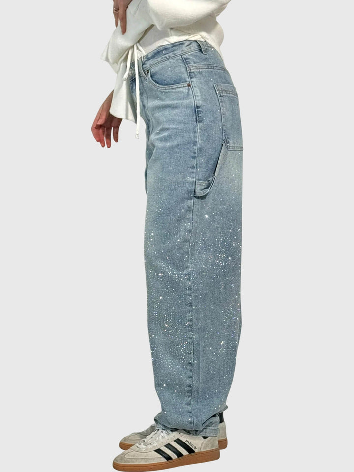 Kimberly | Kvinnors Glittrande Diamant Denimbyxor